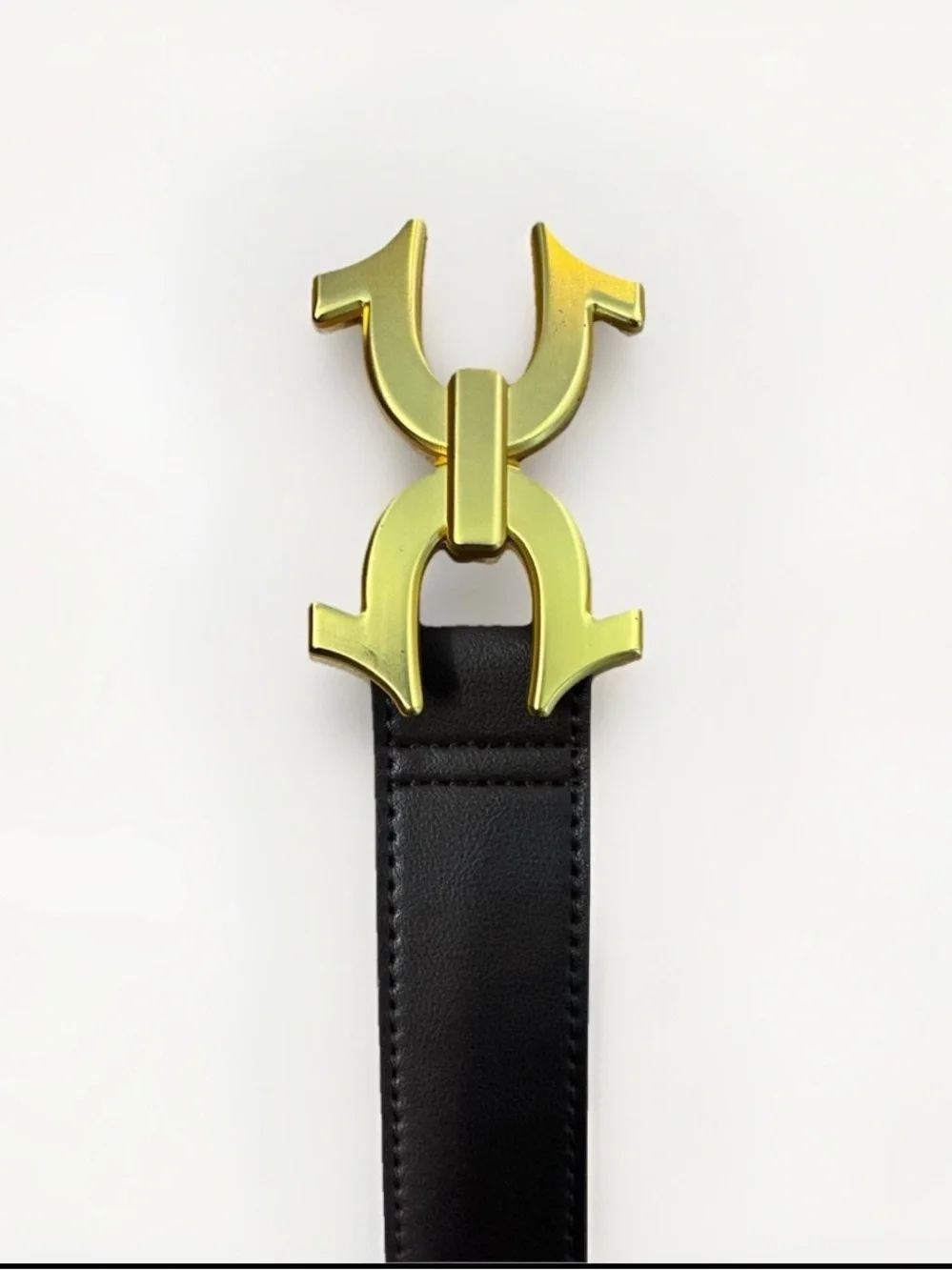 True Religion Brown Leather Belt with Gold Signature Buckle